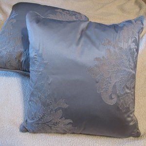 16" Silver Sparkle Stitched Set of Throw Pillows with Down Inserts